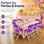 Timmy Kids Plastic Folding Chair, White Kids Chair with Steel Frame, Portable Foldable Child Chair for Classroom, Daycare, Parties & Events, 220 lb Capacity (2, Purple)