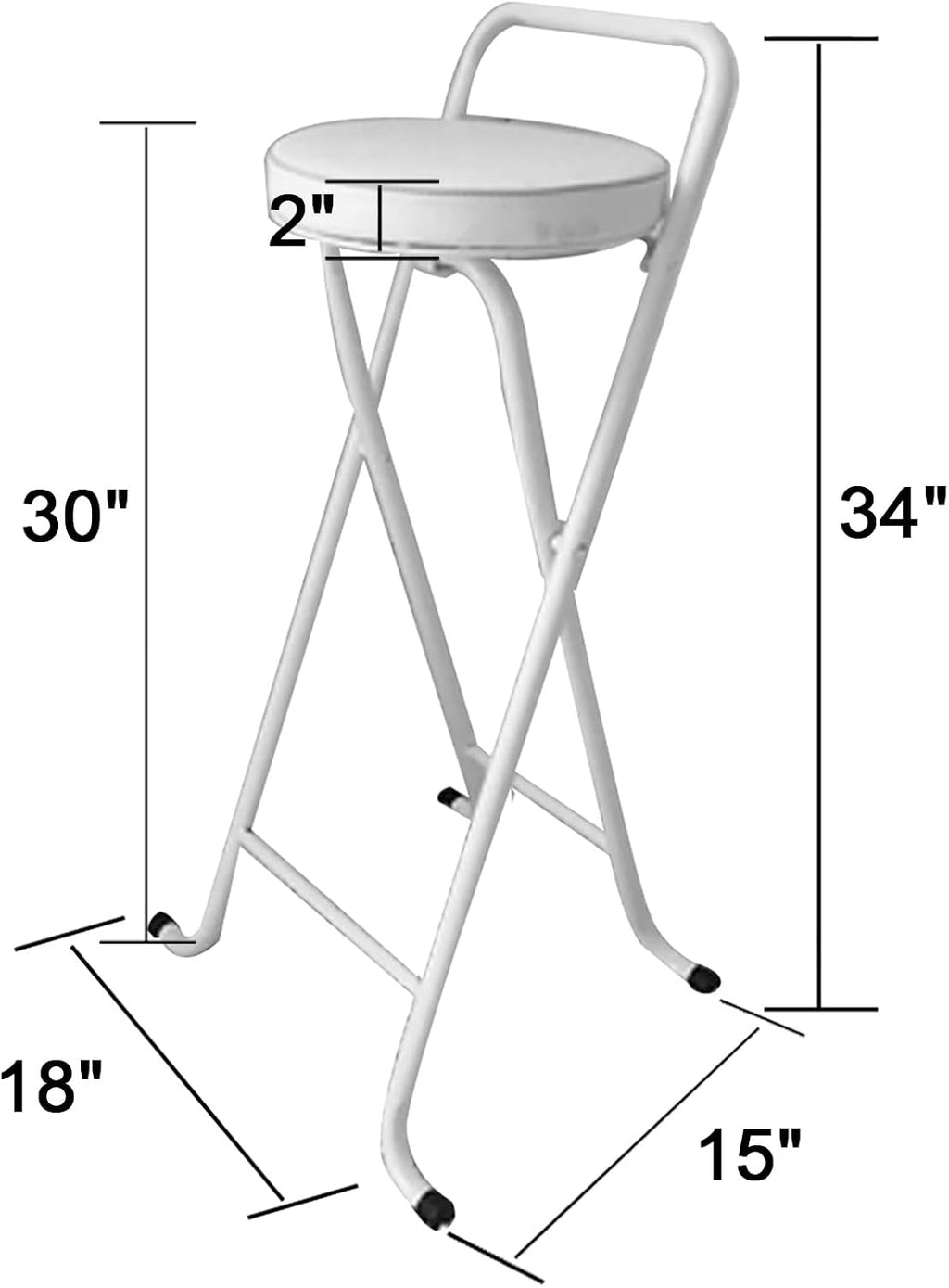 Folding Bar Stool, Portable Folding Stool Chair Heavy Duty, Indoor Tall Bar stools with Handle, 300 lbs Capacity (Color : Black-A, Size : 30in-2Pcs)
