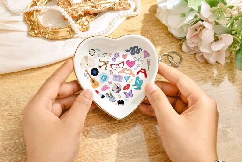 Singer Inspired Ring Dish, Ceramic Jewelry Tray for Music Fans, Birthday Gift for Girls Women, Gifts Idea for Christmas, Friendship Fun Presents, Trinket Rings Earrings Necklaces Key Decorative Dish
