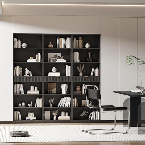 INNOD 7-Tier Bookshelf with Storage, 72" Tall Bookcase with Drawer, Disp...