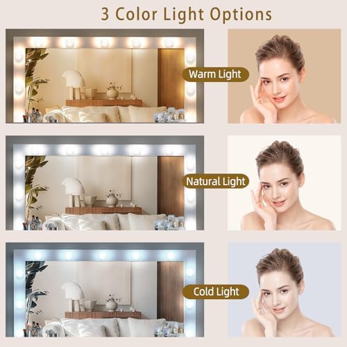 SweetGO 46" LED Lighted Makeup Vanity Desk, 7 Smooth-Glide Drawers, USB ...