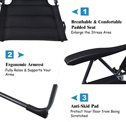 GIANTEX Set of 4 Patio Chairs, Folding Chairs with Adjustable Backrest, Outdo...
