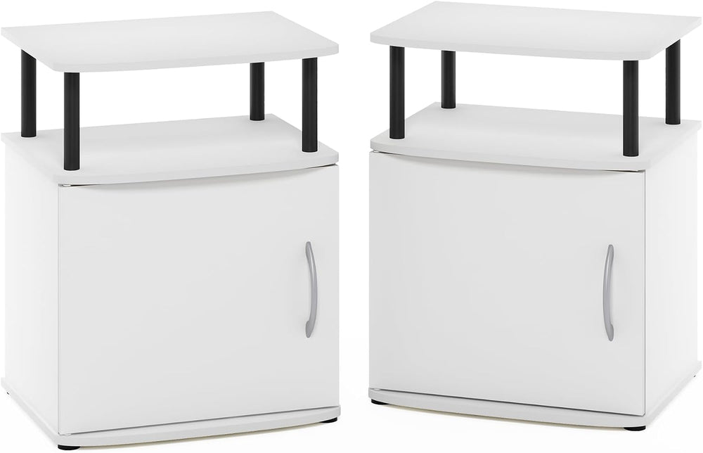 Furinno Jaya Side Table Set of 2, 2-Tier Open Shelf End Table with Door Cabin...