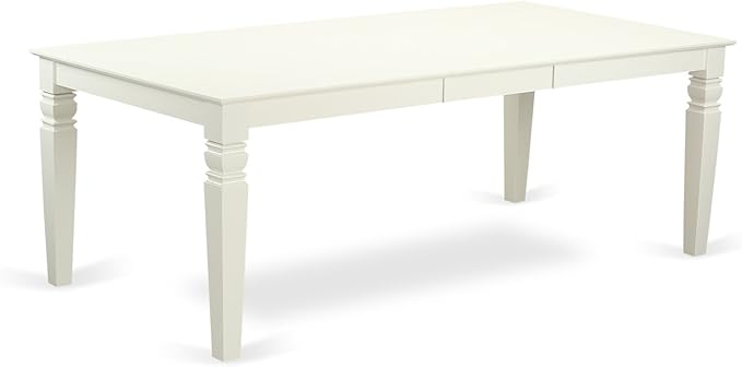 East West Furniture LGEN5-LWH-06 5 Piece Dining Set Includes a Rectangle Dining Room Table with Butterfly Leaf and 4 Dark Shitake Linen Fabric Upholstered Chairs, 42x84 Inch, Linen White