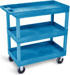 Stand Steady Tubstr 3 Shelf Utility Cart | Made in USA | Heavy Duty Tub Cart Holds Up to 500 lbs. | Storage Cart & Rolling Tool Cart for School, Office, Garage & Warehouse (32 x 24in / Blue)