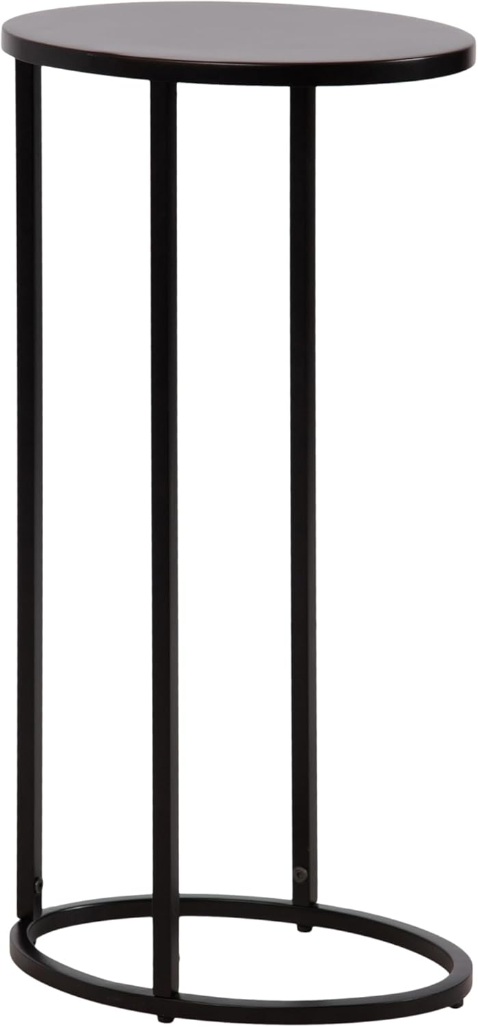 Kate and Laurel Natalli Modern Glam Metal Oval C-Table, 14 x 9 x 28, Black, T...