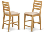 East West Furniture JACF3-OAK-C 3 Piece Kitchen Counter Height Dining Table Set Contains a Round Pub Table with Pedestal and 2 Linen Fabric Upholstered Chairs, 36x36 Inch, Oak