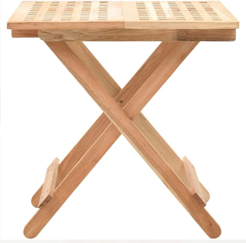 Solid Walnut Wood Foldable Side Table with Elegant Lattice Design, Compact Co...