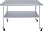 AmGood 30" x 60" Stainless Steel Work Table with Casters | Heavy Duty Metal Utility Table On Wheels | Kitchen Island Cart