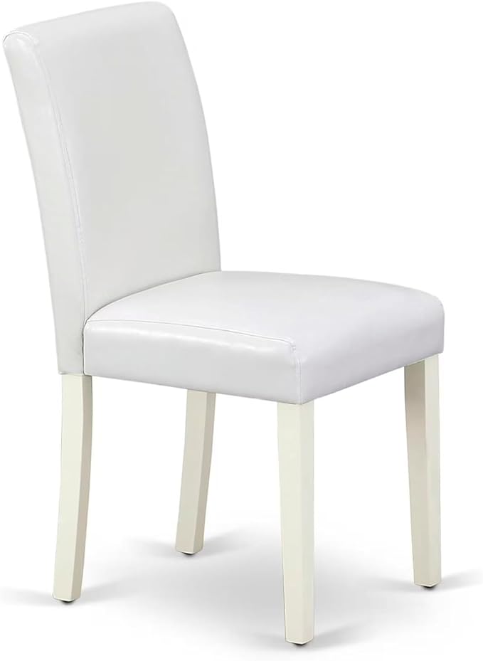 East West Furniture CAAB7-LWH-64 7 Piece Kitchen Table & Chairs Set Consist of a Rectangle Dining Room Table and 6 White Faux Leather Parsons Dining Chairs, 36x60 Inch, Linen White