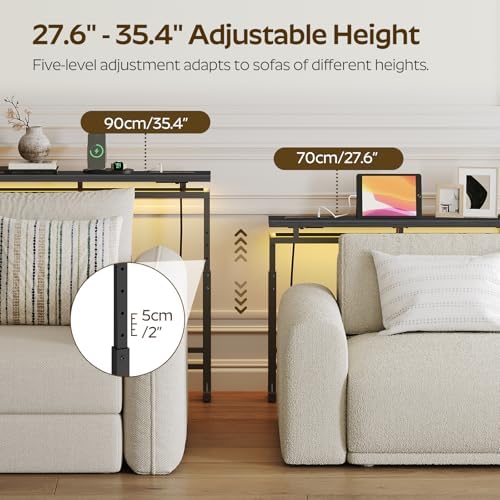 YATINEY 70.9" Behind Couch Table with LED Lights, Narrow Console Table w...