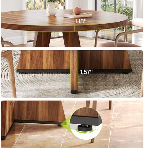 LITTLE TREE Round Dining Table for 4-6 People, 47 Inches Dining Room Table wi...