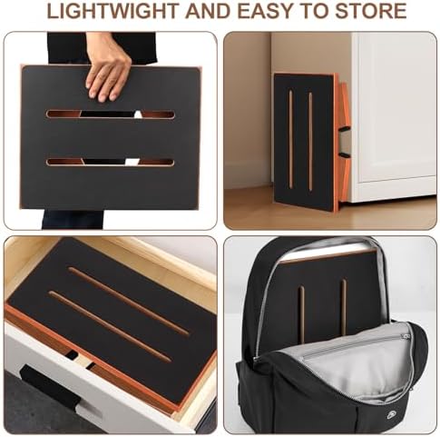 Step Stool Foldable, Wooden Step Stool with Non-Slip Rubber Stepping Feet, Fo...