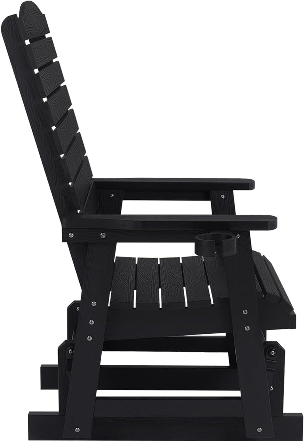 Poly Lumber Patio Glider for One Person, with Cup Holders, High Backrest and ...