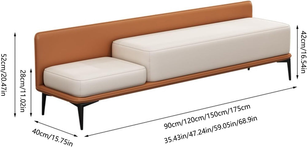 Modern End of Bed Bench Foot of Entryway Storage Ottoman Leather Entryway(Gri...