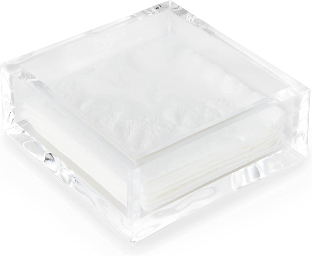 Huang Acrylic Clear Square Paper Napkin Holder | For Cocktails, Hosting, Picnics, Weddings, Parties | Long Lasting Premium Acrylic Construction