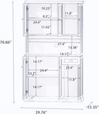 Spaco 71" Kitchen Pantry Cabinet,Freestanding Food Storage Cabinet with Adjustable Shelves,6 Doors and 1 Drawer,Microwave Cabinet for Dining Room,Living Room. (White)