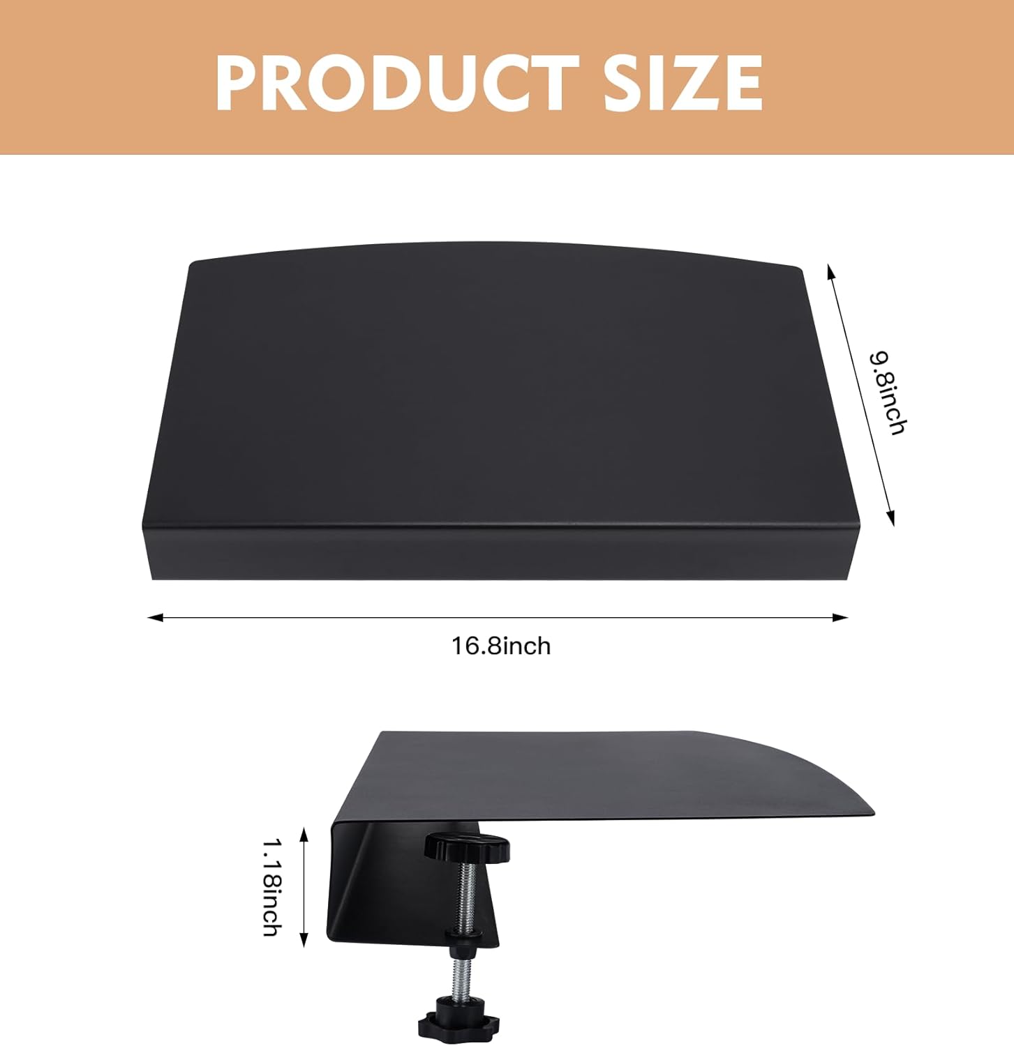 17 inch Corner Desk Connector Platform for Mounting Under-Desk Keyboard Trays on L-Shaped Workstations,Platform Extender Attachment (Black)