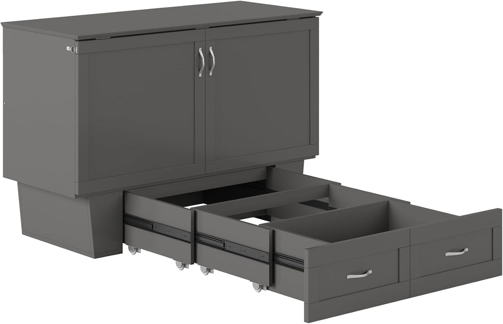 AFI, Monroe Full Murphy Bed Chest with 6" Mattress & Drawer, Grey