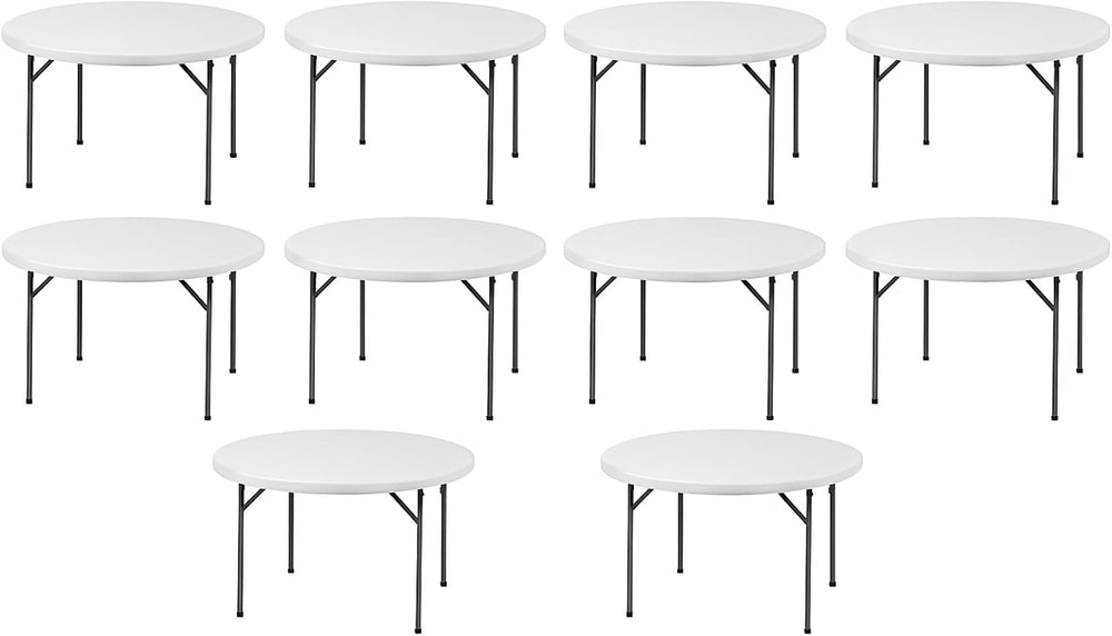 (10 Pack) 72 Inch Round Folding Table – Durable Plastic, Commercial Strength ...