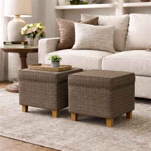 Homepop Home Decor Classic Square Storage Ottoman with Lift Off Lid | Ottoman...