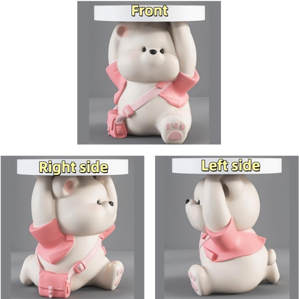 Cute Resin Bear Side Table with MDF Desktop, Modern and Simple Bedside Table,...