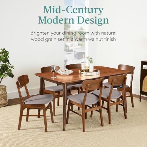 Best Choice Products 7-Piece Wooden Dining Room Table Set, Mid-Century Modern...