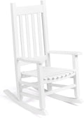 Bonnlo Kids Rocking Chair, Wooden Rocker with Classic Design, Solid Hardwood Construction, Indoor Nursery Furniture for Reading, Eating, Playing, Classroom and Bedroom (White)