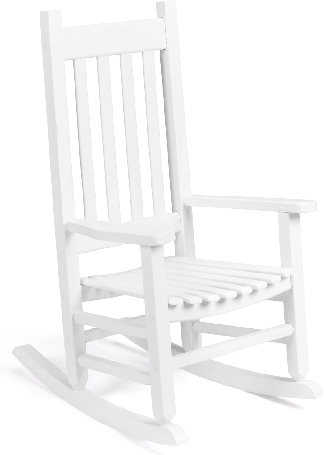 Bonnlo Kids Rocking Chair, Wooden Rocker with Classic Design, Solid Hardwood Construction, Indoor Nursery Furniture for Reading, Eating, Playing, Classroom and Bedroom (White)
