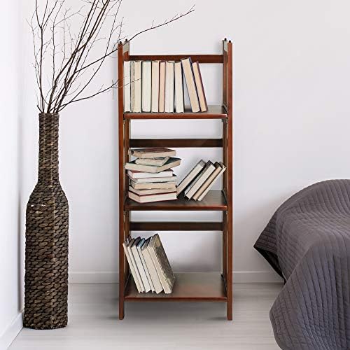 Casual Home Narrow 3-Shelf Folding Bookcase, 14" Wide, Walnut