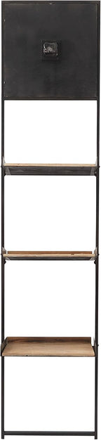 Deco 79 Wood 3 Shelves Wall Shelf with Clock, 16" x 10" x 72", Brown