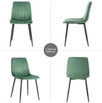 Dining Chairs Set of 6, Modern Kitchen Dining Room Chairs, Ergonomic Velvet Dining Chair Upholstered Cushion Seat and Sturdy Metal Legs(Green)