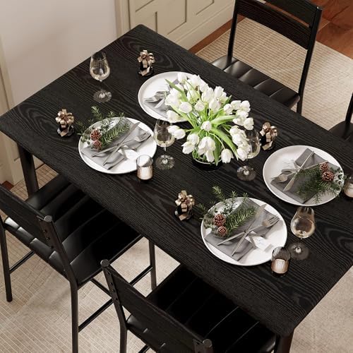 IRONCK Dining Table Set for 4, Black