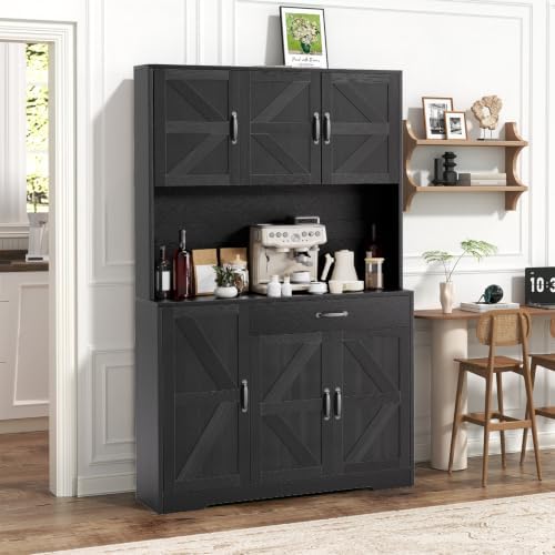 GRUSIGN 71" Pantry Cabinet with Charging Station, Large Capacity Kitchen...