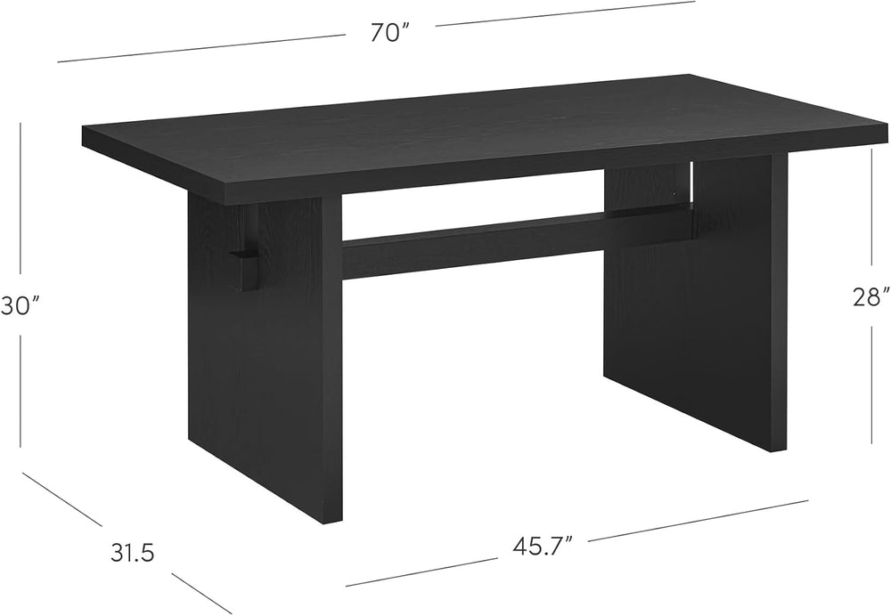 Nathan James Briggs Modern Dining Table for 6, Small Rectangle, 6-Person Blac...