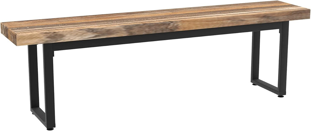 59" Farmhouse Dining Bench Pair 2, Wooden Bench Seat Kitchen Table, Brow...