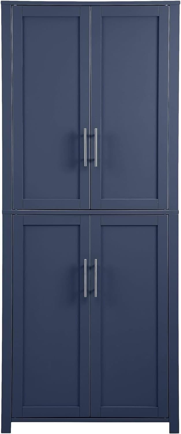 Maykoosh Tall Kitchen Pantry - Storage Cabinet with Adjustable Shelves - Navy