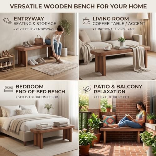 24" 31" 35" 39" 47" 59" Wooden Entryway Bench, ...