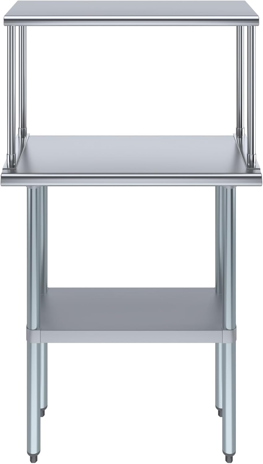 AmGood Stainless Steel Work Table with Wide Single Tier Overshelf | Metal Kitchen Prep Table & Shelving Combo (14" x 30" Work Table + 12" Overshelf), AMG-WT-1430+SOS-1230