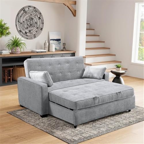 Serta Ainsley 66.5" Convertible Sleeper Loveseat, Full Size, Dreamcoil C...