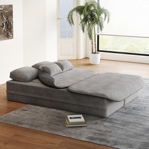 Antetek Convertible Sleeper Sofa, Modern Folding Futon Corduroy Floor Foam Co...