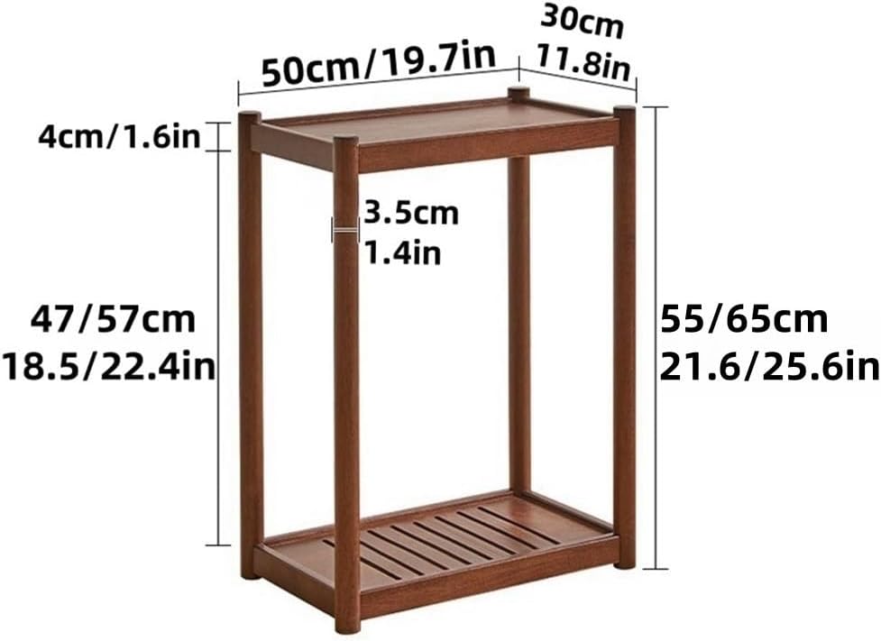 Rolling Wooden End Table with Wheels, Multifunctional 2 Tier Storage Nightsta...