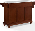 Pemberly Row Modern Wood Granite Top Kitchen Island in Mahogany