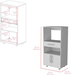 24.4" D*16.53" W*48.03" H Freestanding Kitchen Pantry with Dawer, 2 Open Shelves, Lower Double Door, Rectangular Storage Cabinet, Modern Minimalist, for Living Room, Dining Room, White