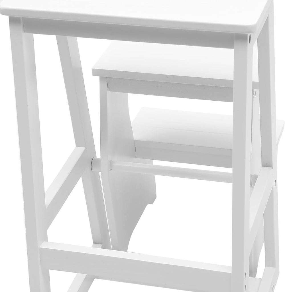 Solid Wood Folding Library Ladder Chair, Lightweight Portable Multifunctional...