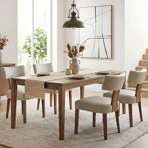 HNY Mid Century Modern Dining Chairs Set of 4, Farmhouse PU Leather Upholster...
