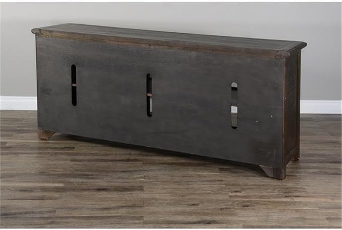 Pemberly Row 70" Dark Wood TV Stand Media Console Cabinet, Rustic Entertainment Center, for TVs up to 80" in Tobacco Leaf