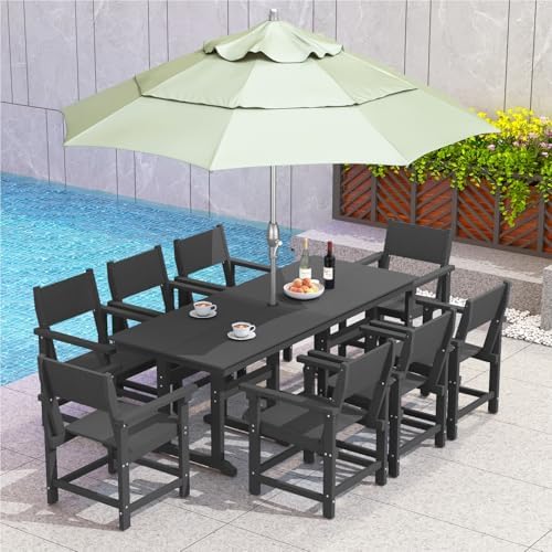 9-Piece HDPE Outdoor Patio Dining Set,Outdoor Table and Chairs,Modern Plastic...