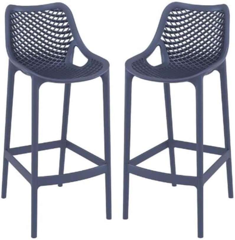 Home Square Patio Bar Stool in Dark Gray Finish - Set of 2