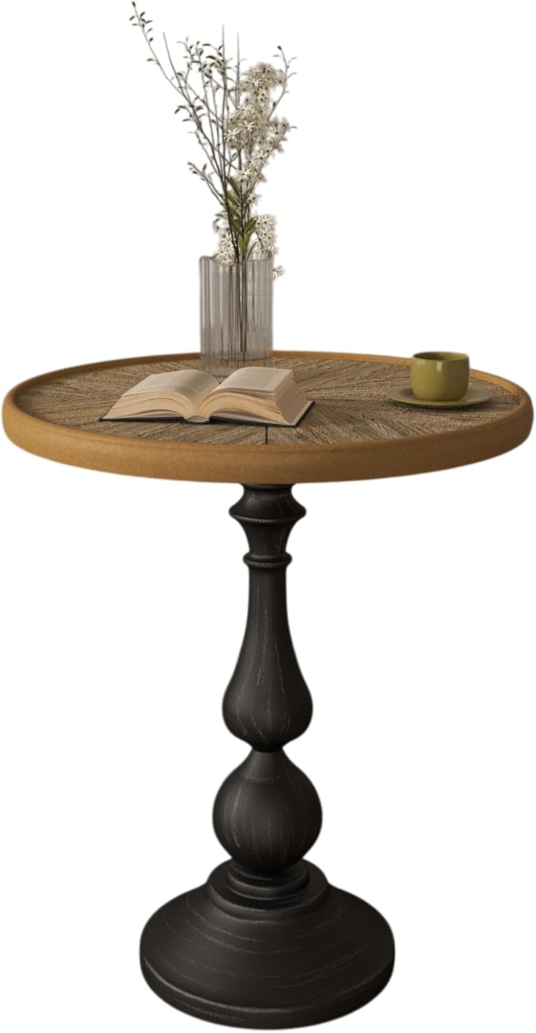 Retro Side Table Round End Table - 20" French Country Wooden Coffee Tabl...
